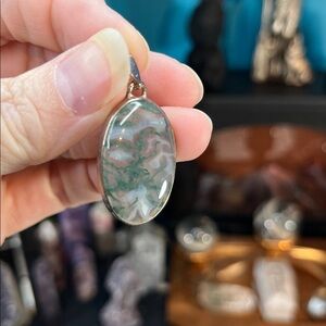 Moss Agate Pendant From Thailand 925 Sterling